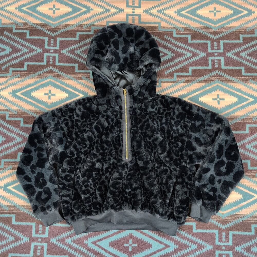 Nike Air Jordan Hoodie Womens XS Black Leopard Print Court To Runway Soft Cute